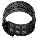 Kirykle Punk Leather Wristbands for Men Bracelets Wide Cuff Bangle Brown