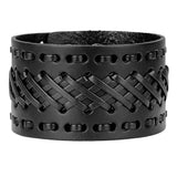 Kirykle Punk Leather Wristbands for Men Bracelets Wide Cuff Bangle Brown