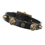 Punk Retro Brown Leather Bracelet for Women Man Rock Charm
