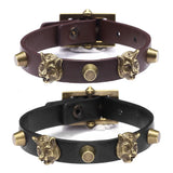 Punk Retro Brown Leather Bracelet for Women Man Rock Charm