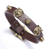 Punk Retro Brown Leather Bracelet for Women Man Rock Charm