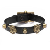 Punk Retro Brown Leather Bracelet for Women Man Rock Charm