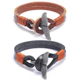 Kirykle Leather Bracelet Zinc Alloy Fishtail Clasp Vintage Charm Bracelet