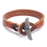 Kirykle Leather Bracelet Zinc Alloy Fishtail Clasp Vintage Charm Bracelet
