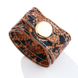 Kirykle Women Charm Bracelet Wide Leather Snakeskin Punk Style Bangles