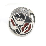 925 Silver Kiss Charm Enamel CZ Beads for Bracelet