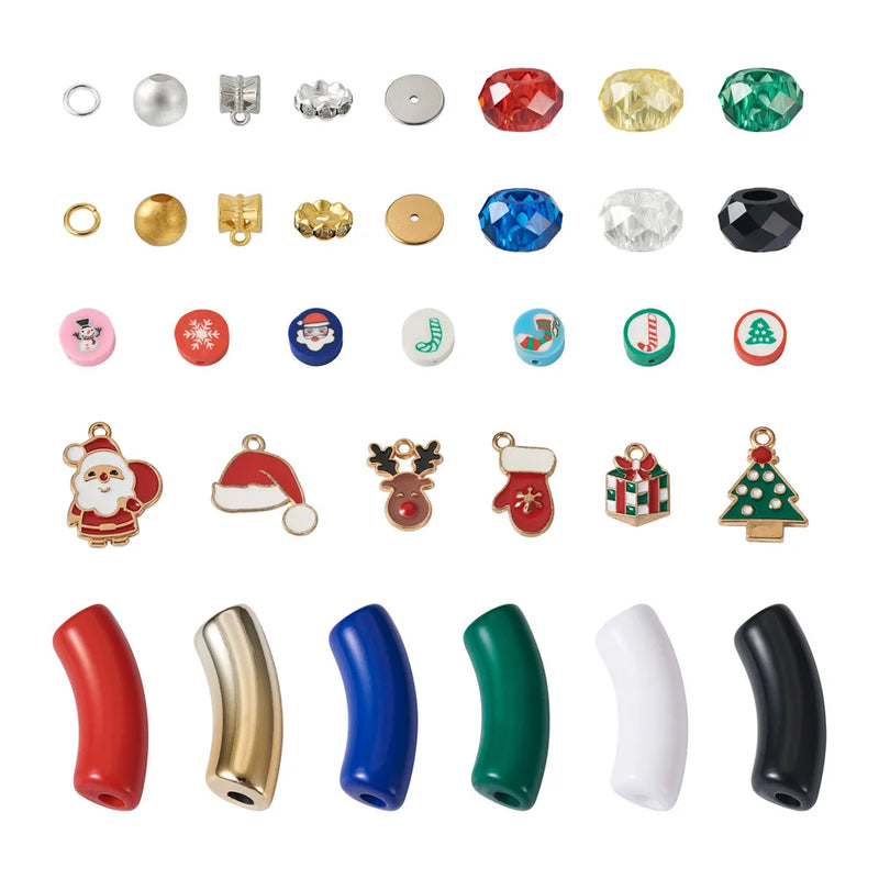 Kissitty Christmas Jewelry Making Kit with Acrylic Beads Enamel Pendants