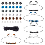 Kissitty Mixed Stone Beads Bracelet Kit with Spacer Beads, Nylon Thread