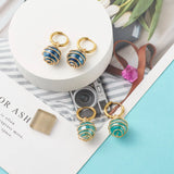 Kissitty 10 Pairs Natural Agate Beads Huggie Hoop Earrings