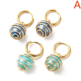 Kissitty 10 Pairs Natural Agate Beads Huggie Hoop Earrings