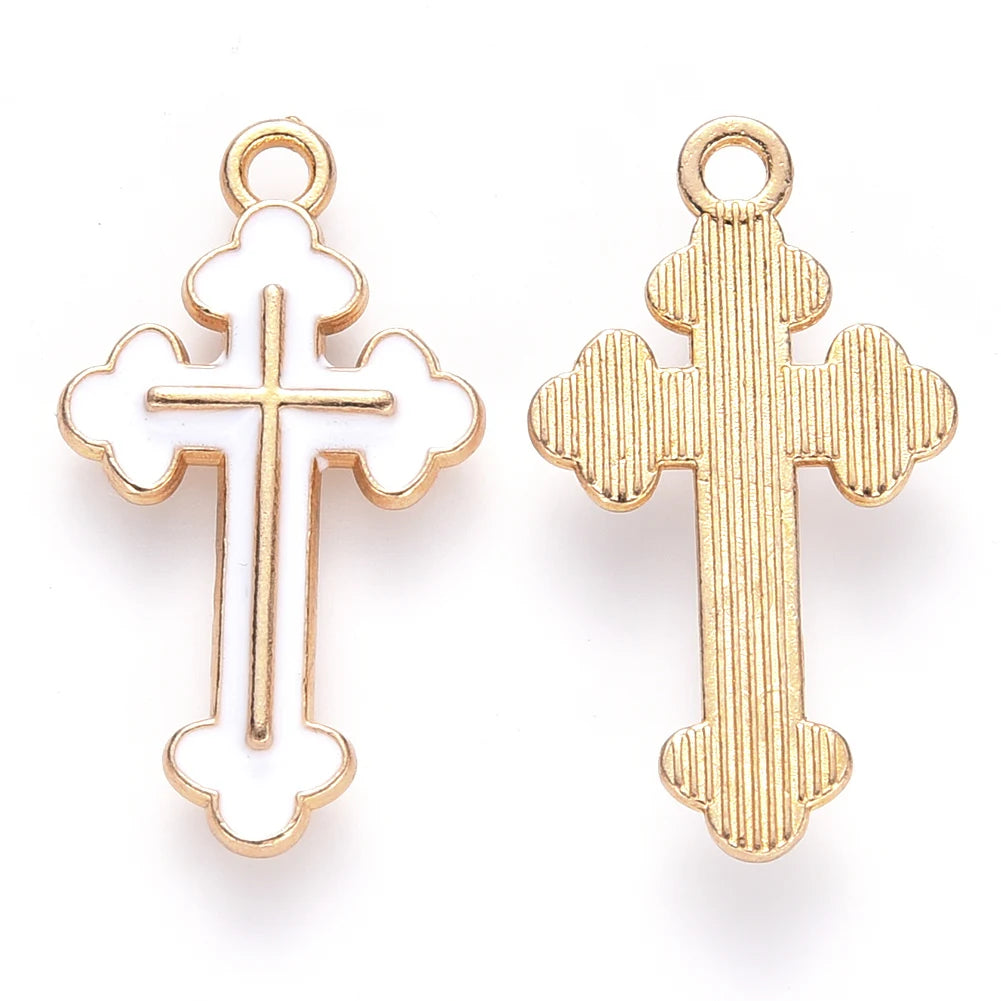 Kissitty 100 Pcs Mixed Light Alloy Enamel Cross Pendants For Necklace Earrings