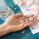 Kissitty 100Pcs Antique Silver Moon Star Tibetan Alloy Pendants Charms