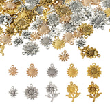 100Pcs Mixed Sunflower Alloy Pendants Metal Charms for Jewelry Making
