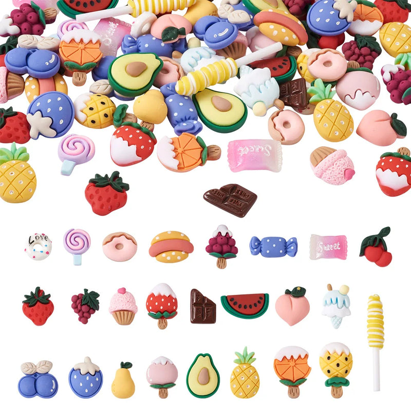Kissitty 100Pcs 25 Style Strawberry fruit Opaque Resin Cabochons