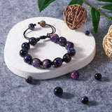 Kissitty 100Pcs Natural Tiger Eye Beads for Bracelets Making