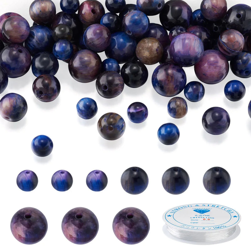 Kissitty 100Pcs Natural Tiger Eye Beads for Bracelets Making