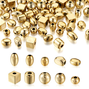 Kissitty 100Pcs Golden Mixed Shaped Acrylic Beads for Jewelry Making