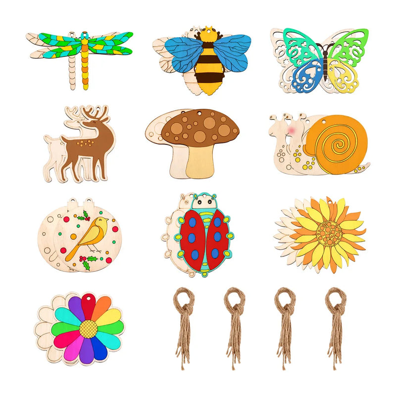 Kissitty 100Pcs Mixed Wood Pendants for Jewelry Making DIY