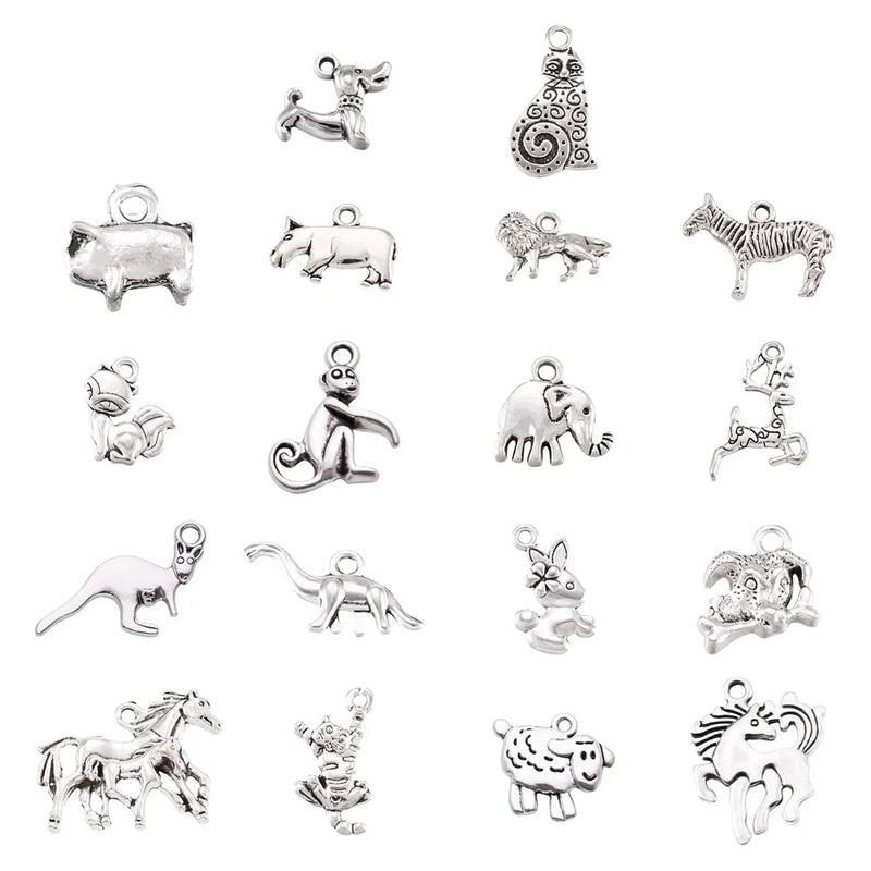 Kissitty 108Pcs Tibetan Style Animal Charms Set for Jewelry Making