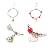 Christmas Tree Santa Moon Charm Bracelet with Natural Stone Xmas Jewelry