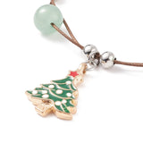 Christmas Tree Santa Moon Charm Bracelet with Natural Stone Xmas Jewelry
