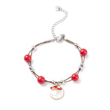 Christmas Tree Santa Moon Charm Bracelet with Natural Stone Xmas Jewelry
