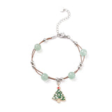 Christmas Tree Santa Moon Charm Bracelet with Natural Stone Xmas Jewelry