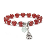 Kissitty Red Christmas Tree Charm Stone Stretch Bracelets Women Gift