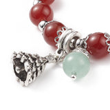 Kissitty Red Christmas Tree Charm Stone Stretch Bracelets Women Gift