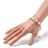 Kissitty 10Pcs Paw Print Glass Pearl Beaded Bracelets Women