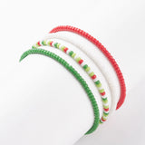 Kissitty 10Sets Christmas Tree Alloy Charm Glass Seed Beaded Bracelets Set