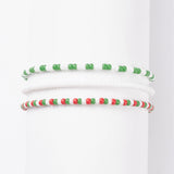 Kissitty Santa Claus Glass Seed Bracelets Set with Tassel