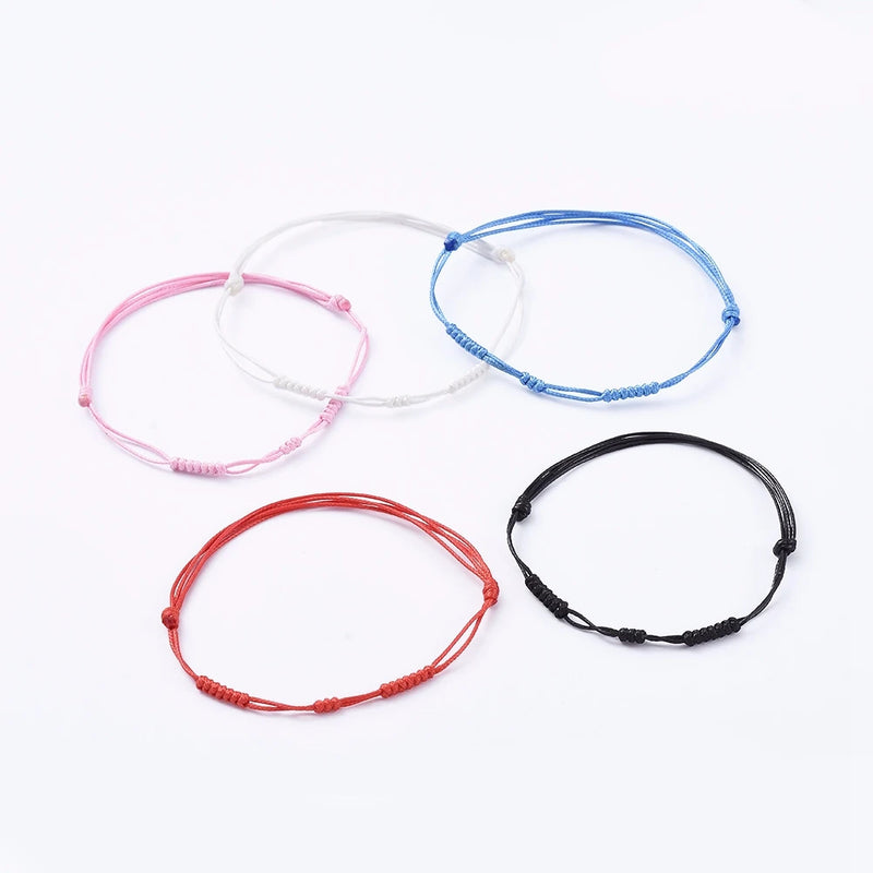 Kissitty Waxed Cord Adjustable Rope Chain Bracelets Set