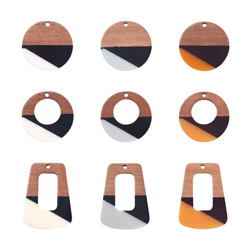 Kissitty Mixed Resin & Walnut Wood Pendants for DIY Jewelry
