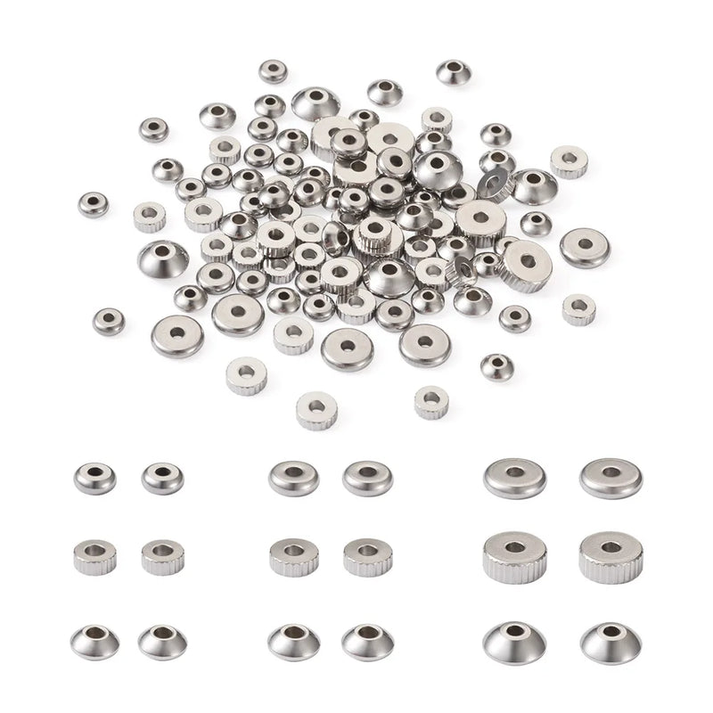 Kissitty 180Pcs Stainless Steel Spacer Beads for Jewelry Making
