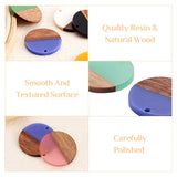 Kissitty 18Pcs Mixed Flat Round Opaque Resin & Walnut Wood Pendants