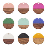 Kissitty 18Pcs Mixed Flat Round Opaque Resin & Walnut Wood Pendants