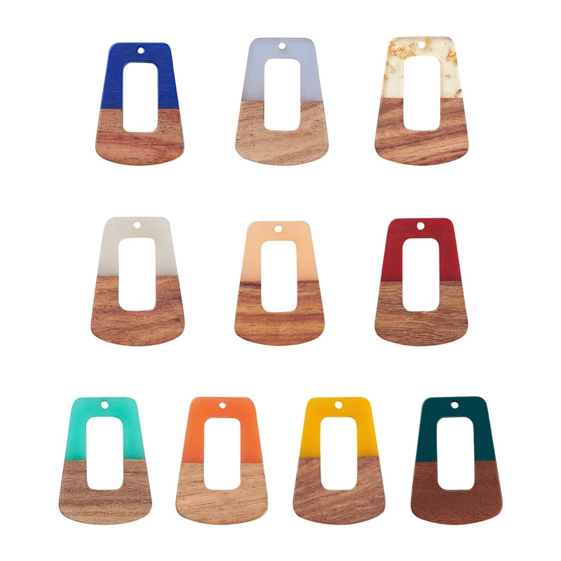 Kissitty 20 Pcs Resin & Walnut Wood Pendants for DIY Jewelry