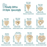 Kissitty 20Pcs Heart Alloy Rhinestone Pendant for Jewelry Making