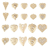 Kissitty 20Pcs Heart Alloy Rhinestone Pendant for Jewelry Making