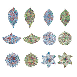24Pcs Flower Painted Steel Pendants for DIY Earrings Necklace
