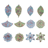 24Pcs Flower Painted Steel Pendants for DIY Earrings Necklace