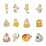 Kissitty 24Pcs Mixed Cat Shape Alloy Enamel Pendants Light Charms
