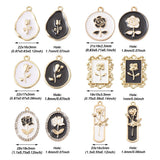 Kissitty Mixed Rose Alloy Enamel Pendants for DIY Jewelry