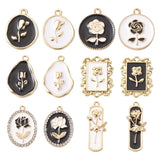 Kissitty Mixed Rose Alloy Enamel Pendants for DIY Jewelry