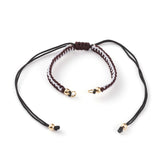 Kissitty Mixed Adjustable Nylon Thread Braided Bracelet With Brass Beads