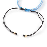 Kissitty Mixed Adjustable Nylon Thread Braided Bracelet With Brass Beads