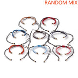 Kissitty Mixed Adjustable Nylon Thread Braided Bracelet With Brass Beads