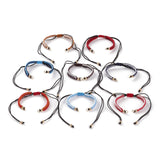 Kissitty Mixed Adjustable Nylon Thread Braided Bracelet With Brass Beads