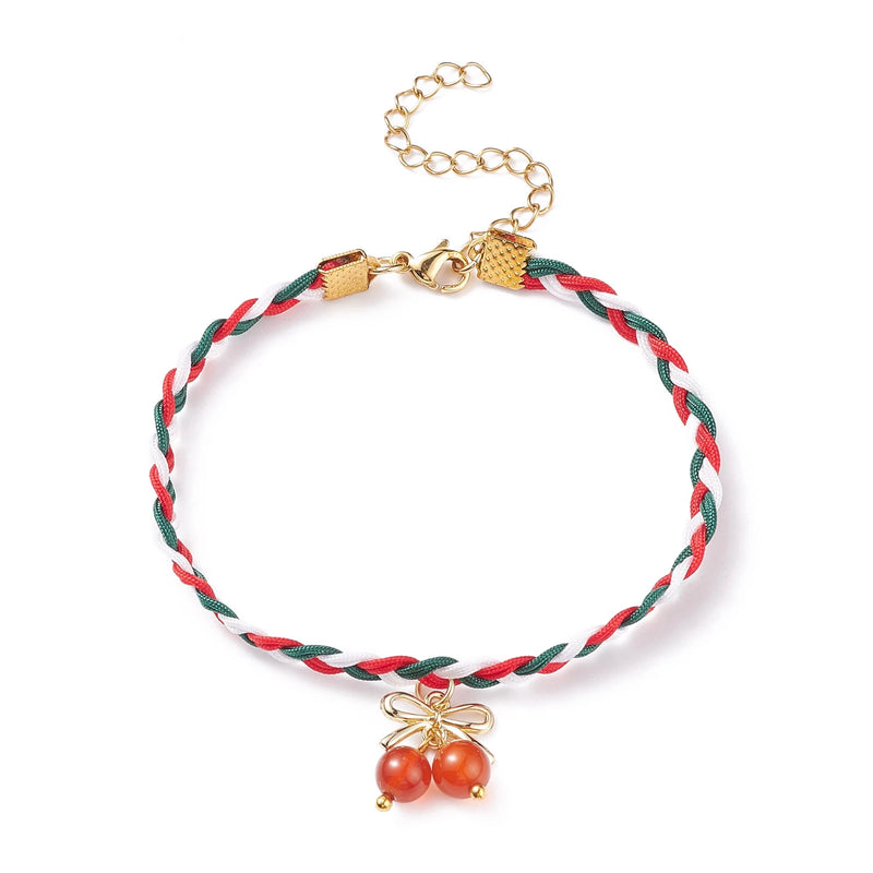 Kissitty 25Pcs Colorful Round Stone Beaded Bracelet with Clasp for Women Gift